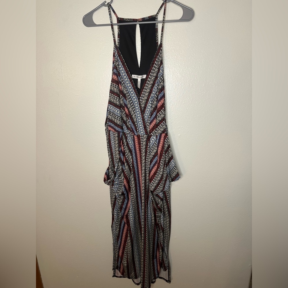 BCBGeneration Striped Dress in Red, Blue, Black and White with Pockets